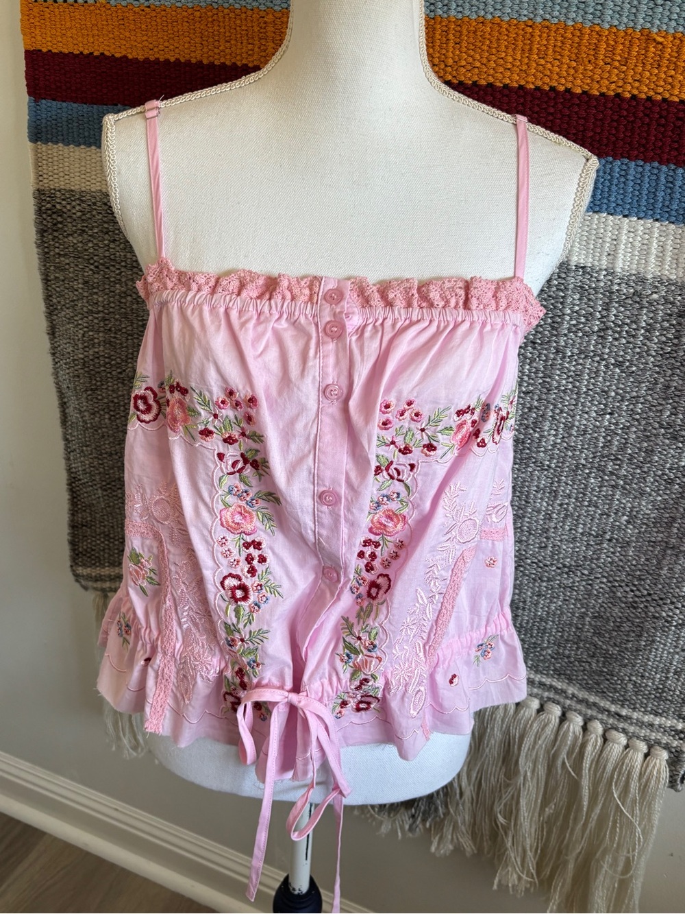 POL Pink Embroidered Spaghetti-Strap Camisole